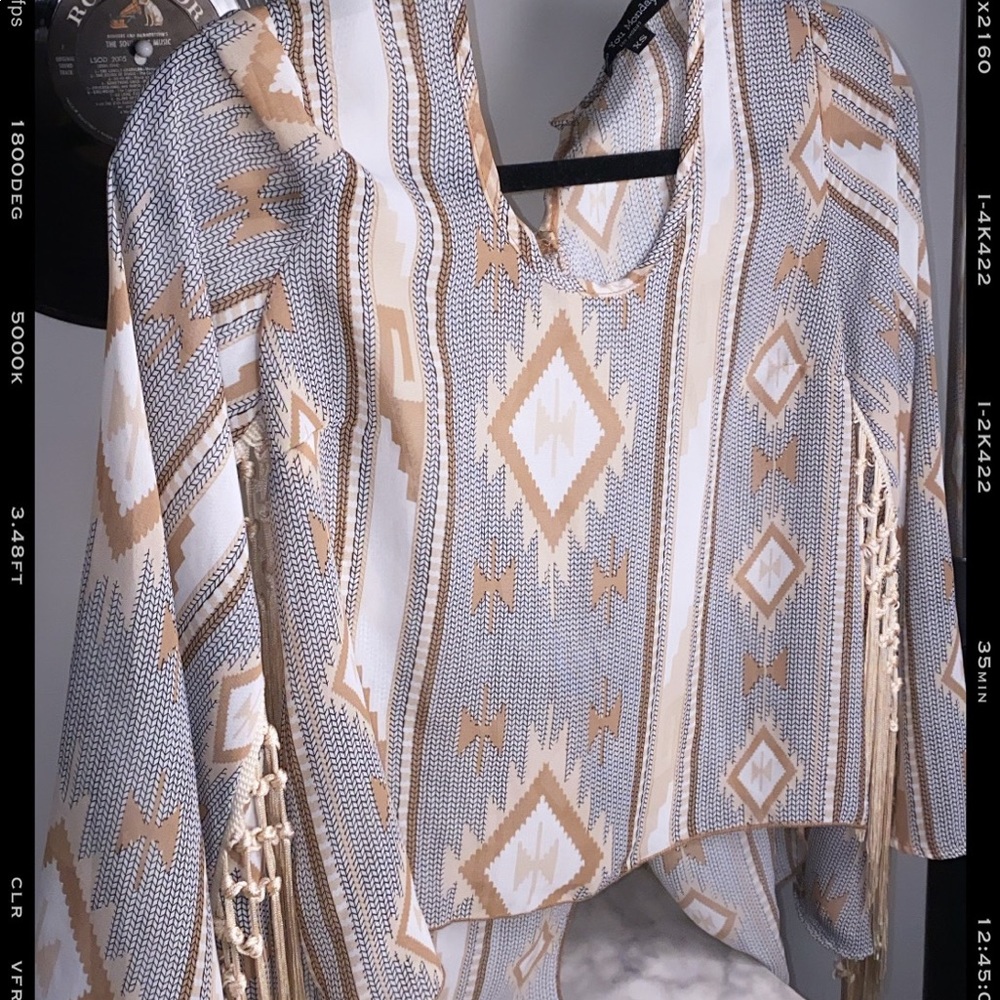 Cream feathered long sleeve